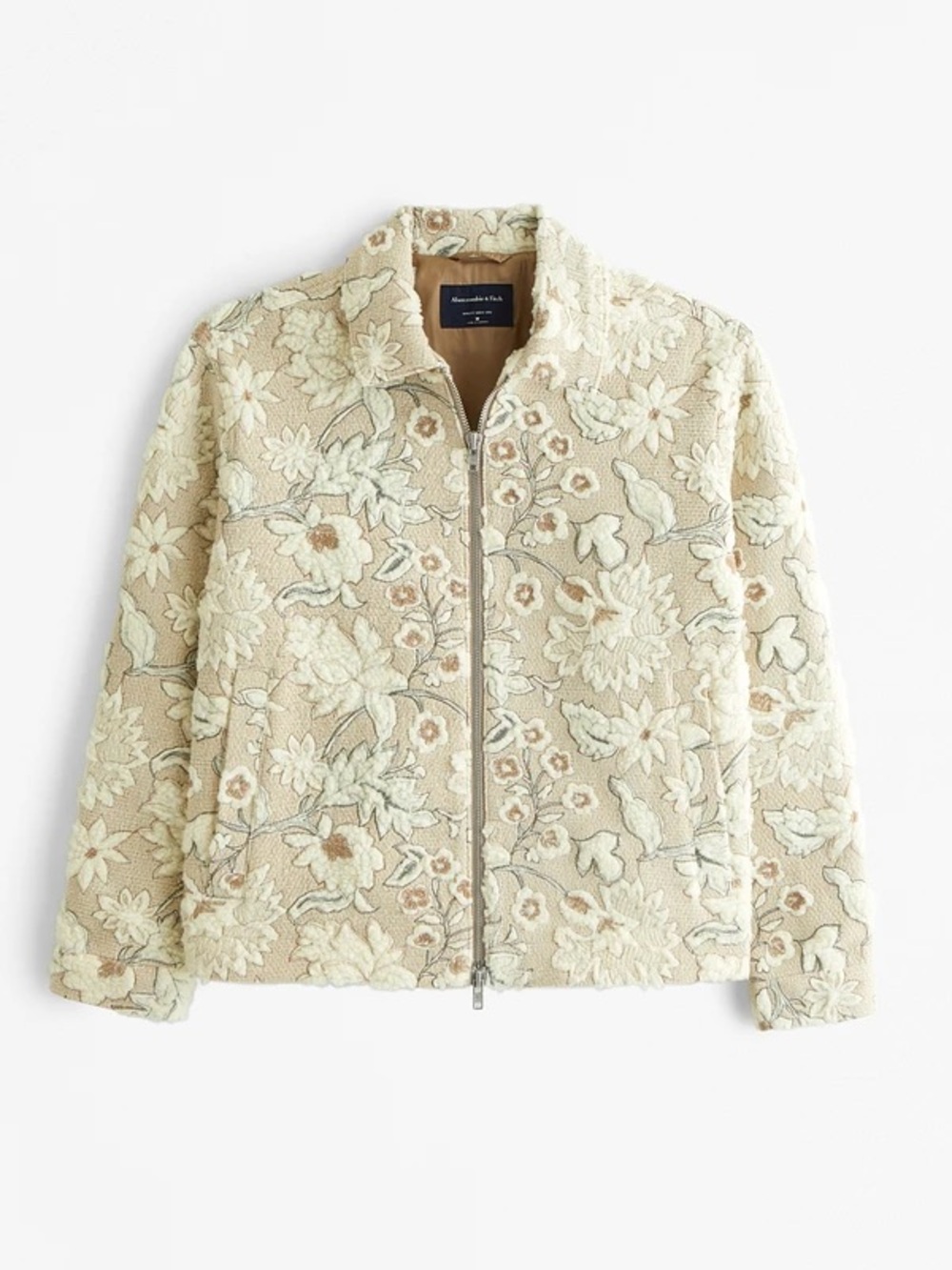 Abercrombie Floral Sherpa Zip Trucker Jacket Teddy Fleece Men’s Small EUC